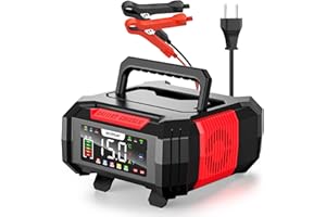 NEXPEAK NC315 15A Autobatterie Ladegerät, 12V 24V LiFePO4 Blei-Säure Tragbares Autobatterieladegerät 9-stufiges Intelligentes Batterieladegerät für Auto, LKW, Motorrad, Rasenmäher, Boot, Marine