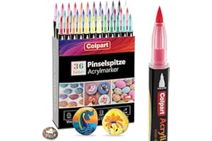 COLPART Acrylfarbe Stifte-Acrylstifte für Steine Wasserfest 36Farben Acrylic Marker Set für Holz Rock,Keramik, Glas, Leinwand, Metall, DIY Kunsthandwerk