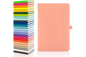 Notes London Eco A5 Carnet avec pages lignées, passant pour stylo, ruban, marques de date, pochette en papier, couverture rigide moyenne, papier issu de sources durables (Rose pastel)