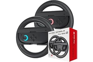 WFTE 2-Pack Nintendo Switch 2 Steering Wheel Grips (2025) - Ergonomic Joy-Con Racing Wheel pair for Mario Kart 8 Deluxe & Luigi's Circuit, 270° Rotation with Non-Slip Texture & Quick-Release,Black