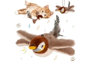 DAMIGHT Katzenspielzeug Vogel Elektrisch, Interaktives Katzenspielzeug mit Katzenminze, Aufladbar Fliegender Vogel Katzen Spielzeug, Intelligenz Fliegender VogelSpielzeug für Katzen