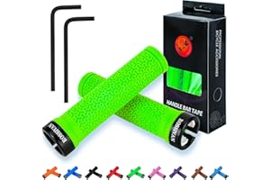Rossivan Professional Bike Handlebar Grips,Mountain Bike Grips with Soft and Comfortable Anti-slip Rubber,Single Lock-on MTB Grips,for BMX,Scooter,Folding,Commuter Bicycle