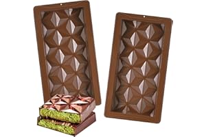 Hejo 2 Piezas Moldes de Chocolate Oscuro, Molde Turron Silicona Grueso, Molde para Chocolate Silicona No Pegajosos, Molde Barra de Caramelo Grandes para Chocolate, Jalea Dulce, Hielo (Marrón)