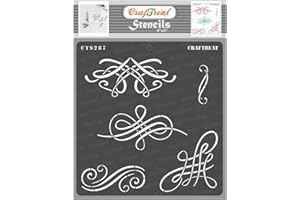 CrafTreat Swirls Calligraphy Stencils for Painting on Wood, Canvas, Paper, Fabric, Floor - Calligraphy Swirl Stencil - Size: 15x15 cms - Reusable DIY Craft Stencils for Painting Calligraphy Design
