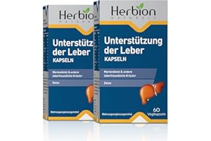 Herbion Naturals Liver Support Kräutermischung mit Mariendistel, unterstützt eine gesunde Leberfunktion, fördert die Entgiftung, unterstützt den Appetit, 60 Vegicaps Packung von 2