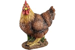 VERDOBA Poule Decorative, Déco extérieur, Decoration Jardin, Animaux en resine synthétique, Sculptures et Statues de Jardin, Deco Jardin Exterieur, Deco Jardin Exterieur Original (Poule Marron)