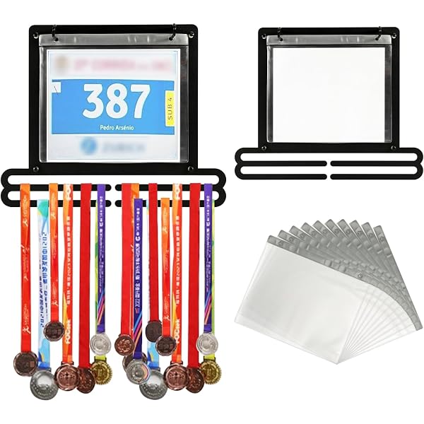 Gone For a Run BibFOLIO Plus Race Bib and Medal Display - Wall-Mounted Race Bib Hanger & Marathon Medal Holder for Runners with Protective Sleeves