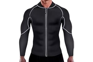 Chumian Traje Sauna Entrenamiento Gimnasio Trajes de Sudoración Deportiva Camiseta Compresion Mangas Manga Largapara con Cremallera Fitness Track Suit