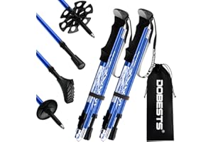 ‎DOBESTS DOBESTS Wanderstöcke, Nordic Walking Stöcke Aluminium, mit extra Gummipuffer und Tragebeutel, Faltbare Leichte Trekkingstöcke für Damen und Herren, Wanderstock Verstellbar 110cm-130cm