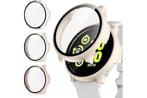 Kamita [3Pack] Screen Protector Case for Garmin Vivoactive 5, Full Coverage Hard PC Bumper Cases with Tempered Glass Film, Shockproof Protective Cover for Garmin Vivo Active 5 (Clear+Pink+White)