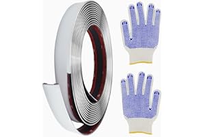 FAELNK Self-Adhesive Wall Trim 5 m x 25 mm Chrome Trim Self-Adhesive Silver Stainless Steel Wall Strips with Protective Film Waterproof for Wall Door Ceiling Furniture Car