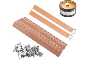 LINGJIA 50 Pièces Mèches pour Bougies en Bois avec Support en Fer - Mèche Épaisse pour la Fabrication de Bougies