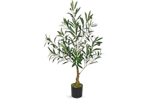 Oairse Artificial Olive Tree Indoor 3FT Tall Realistic Fake Olive Tree with Black Pot Silk Plant Large Artificial Plant Tropical Faux Plants for Home Office Living Room Balcony Outdoor Decor, 90cm