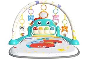 Eners Baby Gym Spielmatte Musikalische Aktivitätsmatte Piano Baby Play Gym Bauchzeit Gepolsterte Matte für Baby Neugeborene Kleinkind Kleinkinder (Dinosaurier blue)