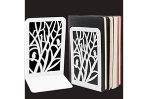 GOSLYLY Serre Livre-cale Livre Blanc-Presse Livre en Métal Serre-Livres pour Bureau, école, Maison, Bibliothèque