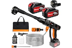 HSHA Cordless Pressure Washer,21V 45 Bar/652 PSI Portable Pressure Washer with 2PCS 3.0Ah Battery,6-in-1 Adjustable Nozzle,5m Hose Pressure Cleaner for Car/Floor/Garden Cleaning & Watering