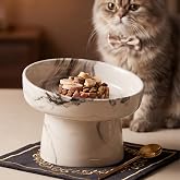Seramik Mama Kabı - Kedi ve K&ouml;pekler i&ccedil;in Sağlıklı Mama Kasesi - Ayaklı,Y&uuml;kseltilmiş, Kaymaz Mama Kabı (Siyah)