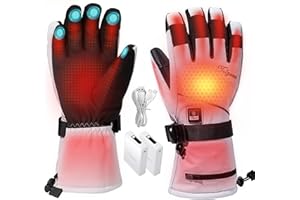 Telguua Guanti Riscaldati per Uomini Donne,7.4V 5500mAh Ricaricabili Guanti Riscaldanti Elettrici 3 Livelli di Riscaldamento Scaldamani Touchscreen Con Riscaldamento Dita per Moto Sci