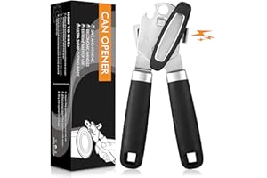 HMEUEST Can Opener, 3 in 1 Stainless Steel Tin Openers with Magnet, Heavy-Duty Manual Can Openers with Non-Slip Handle and Smooth Edge, Perfect Kitchen Tool