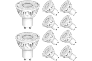 Bomcosy GU10 Ampoules LED Blanc Froid 6000K 5W(50W équivalent Ampoule LED Halogène), Pas de Scintillement, Spot LED à économie D'énergie Pour L'éclairage Domestique Au Plafond, 10 Paquets