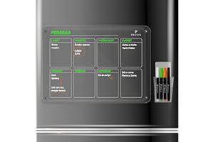 PREVIS Pizarra Magnetica Nevera Transparente Semana A3 (30x40cm) con 4 Rotuladores Punta Extrafina - Pizarra Acrílica Nevera Organizador Semana - Planifica y Decora tu Frigorifico con Estilo