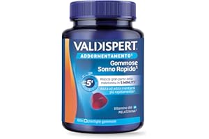 Valdispert Gommose Sonno Rapido, 60 Pastiglie Gommose per Dormire con Melatonina e Vitamina B6, Gusto Fragola, Senza Glutine e Senza Lattosio