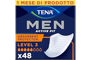 TENA MEN livello di protezione 3, Pacco Scorta Mensile - Protezioni assorbenti specifici per perdite urinarie maschili, discreti e confortevoli, 48 protezioni