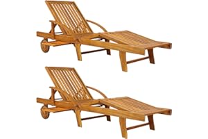 Casaria® 2X Chaise Longue Tami Sun en Bois d'acacia transat avec Roues pour extérieur Jardin terrasse Bain de Soleil