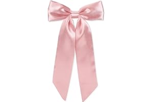 WantGor Long Tail Bow Haarspangen,Haarschleife Schleifen Satin Bowknot Clip Große Haarspangen Niedliche Pferdeschwanzhalter Haarschmuck für Frauen Täglich Party Hochzeit Prom (Rosa)