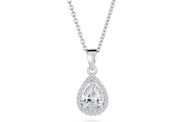 Collier Pendentif Goutte D'Eau 5Ct En Argent Sterling 925 Style Victorien Vintage Délicat Pour Mariée Royale En Forme De Poire Zircon Cubique Solitaire Bleu Simulé Pierres Précieuses Couleurs Cz Halo