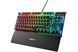 SteelSeries Apex 7 TKL (Compacto) - Teclado mecánico para gaming – Smart Display OLED – Retroiluminación LED RGB - Interruptores rojo - Teclado alemana (QWERTZ)