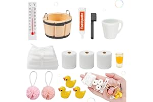 HWJPDMBD Wichtel Zubehör, 15pcs Miniatur Wichtelzubehör Bade-Set, Miniatur zubehör, Wichtel Wasch Set, Miniatur Wichtel Zubehör, wichtel zubehör Weihnachten, Badeutensilien für Wichteltür Weihnachten Deko