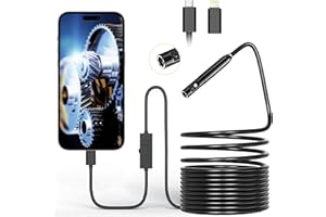 Endoskopkamera mit Licht Doppellinse, ASOFTY 1080P Full HD Endoskop Kamera Handy, 7.9mm USB Inspektionskamera mit 9 LED, IP67 Wasserdicht Industrie Rohrkamera für iPhone, iPad & Android (16.4 ft/5m)