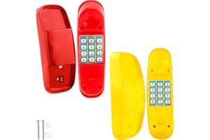 Haconba 2 Pack Swingset Phone Toys Safety Handlestoy Phone Pretend Play Telephone with Numeric Key for Kids Outdoor Playground Treehouse Accessories (Yellow, Red)