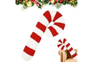 BUKBAS Weihnachts-Zuckerstangen-Kissen, Weihnachten Dekokissen, Süßes Weihnachtskissen Zuckerstangen Deko, Weiches Weihnachten Plüschkissen, Für Sofa, Bett, Couch, Schlafzimmer(35CM)