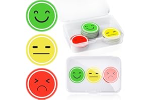 JIAWAGGAG Paquet de 2.5cm 30 Aimant Tableau Magnetique Smiley Smiley Rond Aimant Rond Aimant Smiley Aimanté Tableau de Récompense Aimanté Humeur Tableau Frigo Cadeau pour Décole Bureau avec Boîte PP