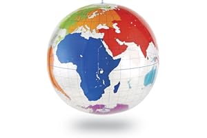 Learning Resources Mappamondo Gigante Scrivibile e Gonfiabile, Età 5+, Globo da 67,5 cm per Attività di Geografia, Personalizzabile con Pennarelli, Include Pompa e Kit Riparazione