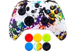 9CDeer 1 x Silicona Transferir Impresión Protector Cubrir Piel + 6 Apretones de Pulgar y Tapones a Prueba de Polvo para Xbox One/S/X Mando Pintada