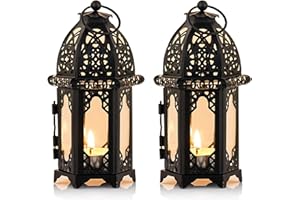Nuptio 2 Unids Metal Tealight Candle Holder Tamaño Pequeño Centros de Mesa de la Boda Transparente Linternas Colgantes Creativos de Boda Decoración de la Mesa de Casa Birdcage, Negro