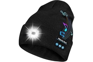 Bosttor Bluetooth Mütze mit Licht Männer, Unisex Mütze mit Musik, mit Kopfhörer & Lautsprechern, LED Mütze zum Camping Laufen Wandern, Weihnachten Gadget Geschenk für Männer Papa Frauen