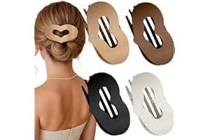 GIFTGEM 4 PCS Flat Hair Claw Clips for Women - Matte Heart Flat Hair Clips for women and Girls, Curved Design Strong Hold Duckbill Hair Clips for Thick & Thin Hair