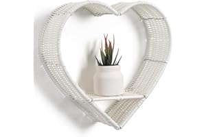 Afuly Mensola sospesa a forma di cuore bianca per mensola da parete, decorazione per camera da letto, decorazioni Boho Chic, accessori per esposizione, per bagno, cucina, soggiorno, ufficio, casa