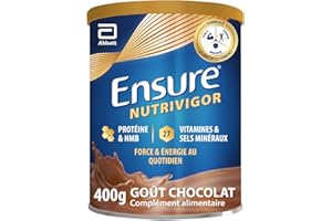 Ensure NutriVigor - Complément alimentaire avec protéines, 27 vitamines et minéraux et HMB - Pour une alimentation saine et équilibrée - Chocolat - 1 x 400 g