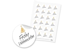 ‎ITENGA itenga 24x Sticker Aufkleber Motiv Frohe Weihnachten Schrift Tannenbaum Adventskalender Geschenke Dekoration Schwarz Weiß Gold