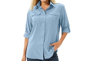 ASFIXIADO Hemdbluse Damen UPF 50+ UV Shirt Sonnenschutz Safari Kleidung,Wanderbluse Damen Langarm Atmungsaktiv Outdoor Cool Quick Dry Sport Oberteile