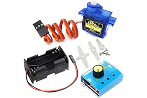 Wishiot Kit tester per servomotore SG90 9g Micro Servo 180 gradi + RC Micro Servo Tester Controller con custodia di alimentazione 4AA Custodia porta batterie con connettore JR