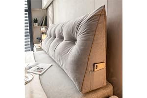 DMJLI-T Cuscino Schienale Letto E Divano Cuscino Cuneo Per Letto Premium Imbottito Cuscino Per Testiera Imbottita Cuscino Per Lettino Da Giorno Schienale Lettura Ad Angolo Triangolare (100×50×20cm, Grigio)