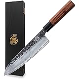 MITSUMOTO SAKARI 20 cm Cuchillos Cocina Gyuto, Cuchillo Japones de Acero de Alto Carbono, Cuchillos Cocina Profesional Forjad