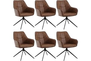 ‎WOLTU WOLTU 6 x krzesło do jadalni obrotowe, krzesło do jadalni, krzesło kuchenne, krzesło obrotowe, krzesło tapicerowane z podłokietnikami, ze sztucznej skóry w stylu, jasnobrązowy EZS10hbr-6
