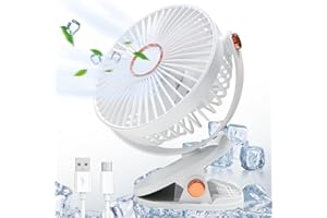 FFTANXS Clip on fan,Clip fan,Bed fan,Pushchair fan clip on,Portable 360° Rotation,5 speeds,3600 mAh battery,Pram fan clip on applicable to office, bedroom, study, camping,baby stroller (White)